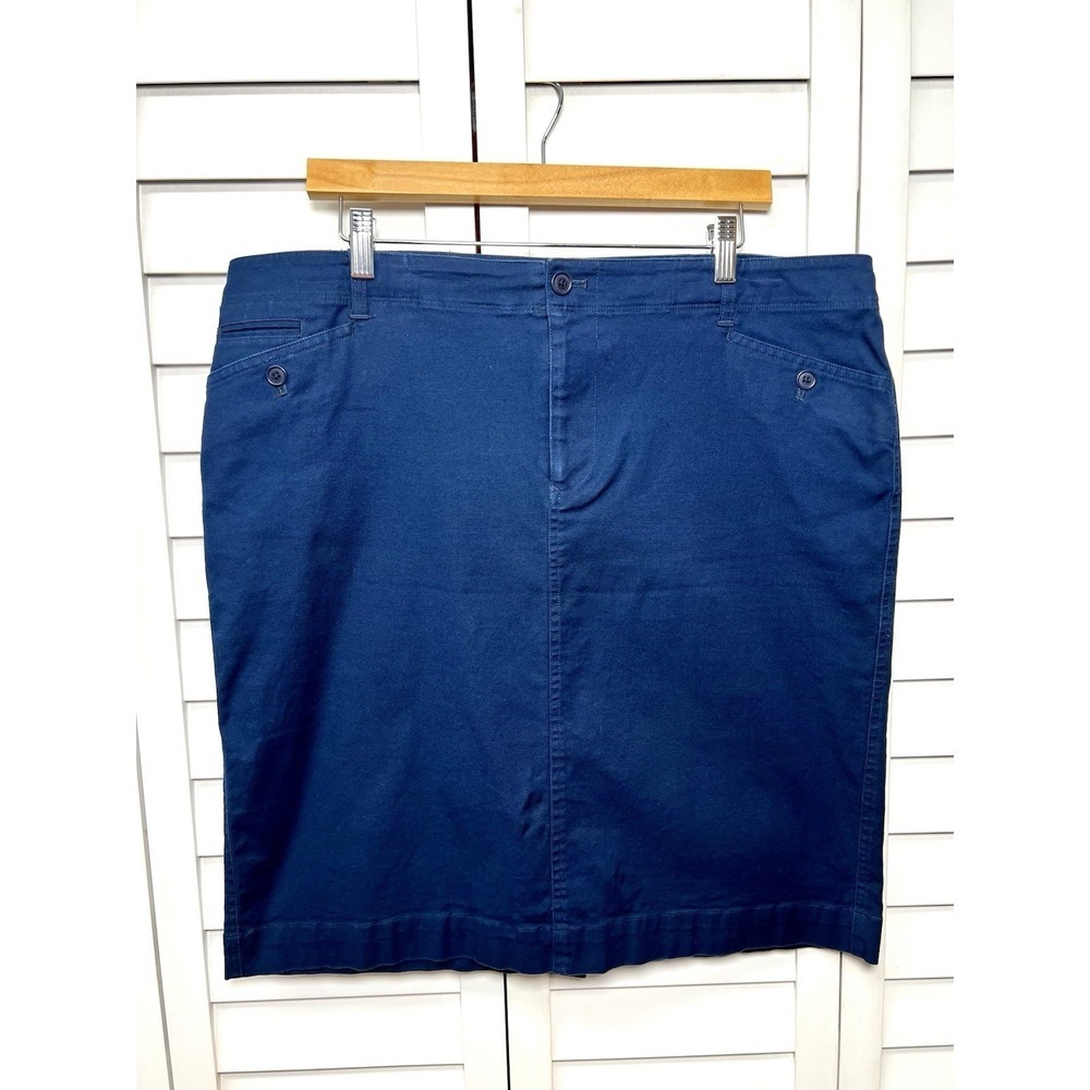 Lauren Ralph Lauren Cotton Stretch Straight Pencil Skirt Women's Size 14W Navy